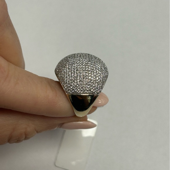 Suzy Levian Yellow Sterling Silver White CZ Pave Dome Ring NWT - Picture 5 of 7